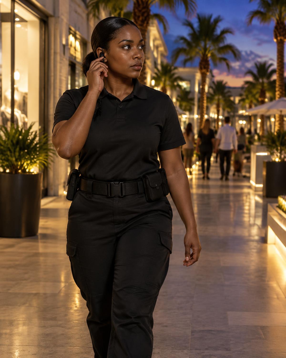 Security guard walking in uniform